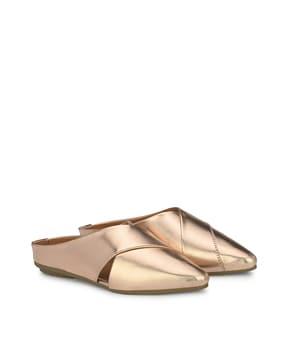 criss-cross pointed-toe mules