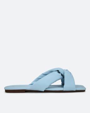 criss-cross square-toe flat sandals