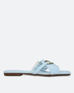 criss-cross square-toe flat sandals