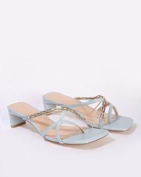 criss-cross strap chunky heeled sandals