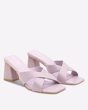 criss-cross strap chunky heeled sandals