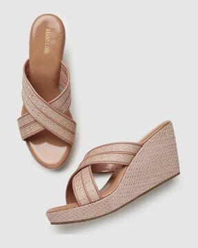 criss-cross strap open-toe wedges