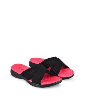 criss-cross strap slides