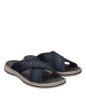 criss-cross strap slip-on sandals