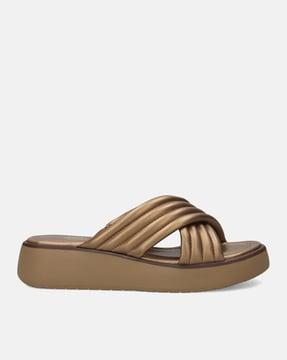 criss-cross strap slip-on sandals