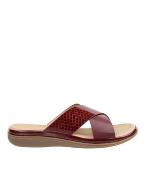 criss-cross strap slip-on sandals