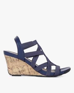 criss-cross strappy wedges with slingbacknavy, 7