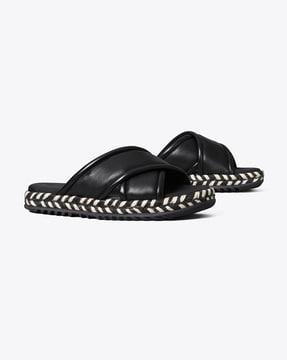 crisscross espadrille slides