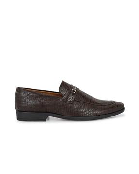 croc embossed loafers with pointed toe
