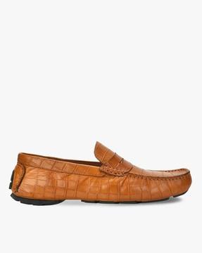 croc-embossed leather loafers