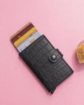 croc-embossed secrid tri-fold mini wallet