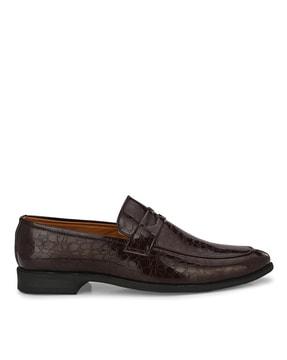 croc-embossed slip-on formal shoes