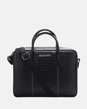 croc-embossed 10" travel briefcase