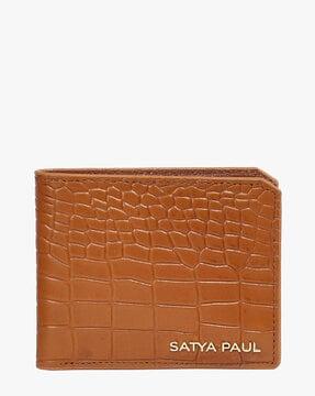 croc-embossed bi-fold leather wallet