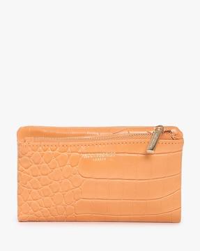 croc-embossed bi-fold wallet