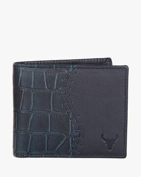 croc-embossed bi-fold wallet