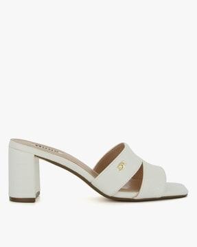 croc-embossed block heeled sandals