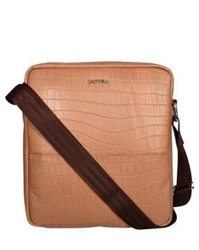 croc-embossed crossbody bag with adjustable strap