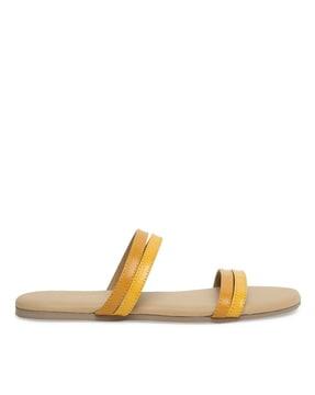 croc-embossed dual-strap slip-on flat sandals