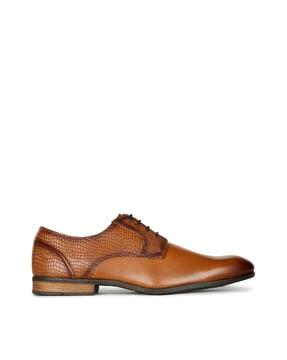 croc-embossed lace-up shoes