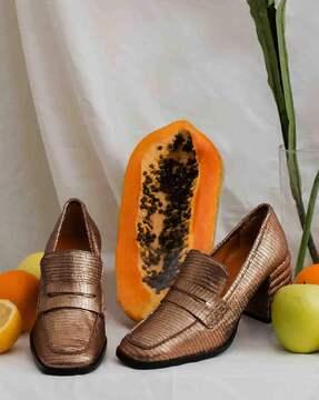 croc-embossed leather handcrafted moccasins