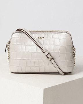 croc-embossed leather sling bag