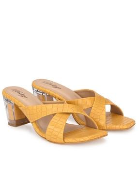 croc-embossed platform heeled sandals