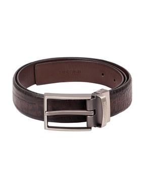 croc-embossed reversible belt with tang buckle closure