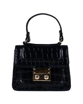 croc embossed satchel bag