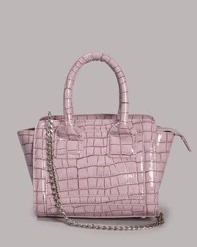 croc-embossed shoulder bag with chain strap