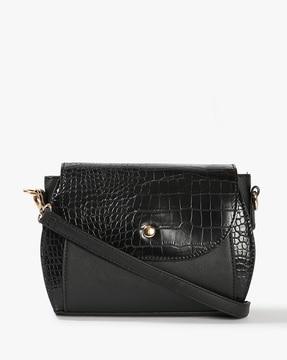 croc-embossed sling bag