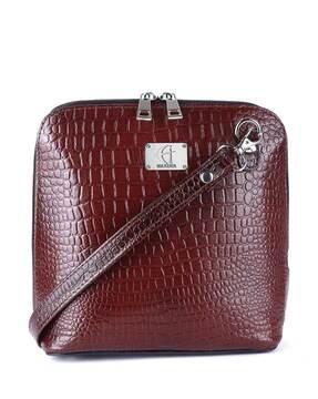 croc-embossed sling bag