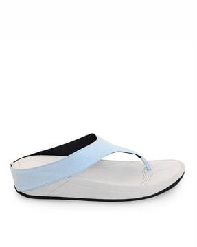 croc-embossed thong-strap flat sandals