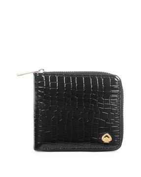croc-embossed zip-around wallet