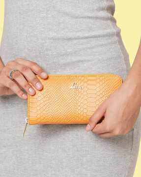 croc-embossed zip-around wallet