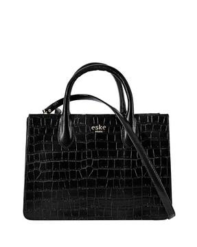 croc-pattern handbag with detachable strap
