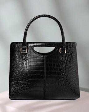 croc-pattern handbag with dual handle