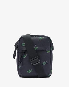 croc print satchel with adjustable strap