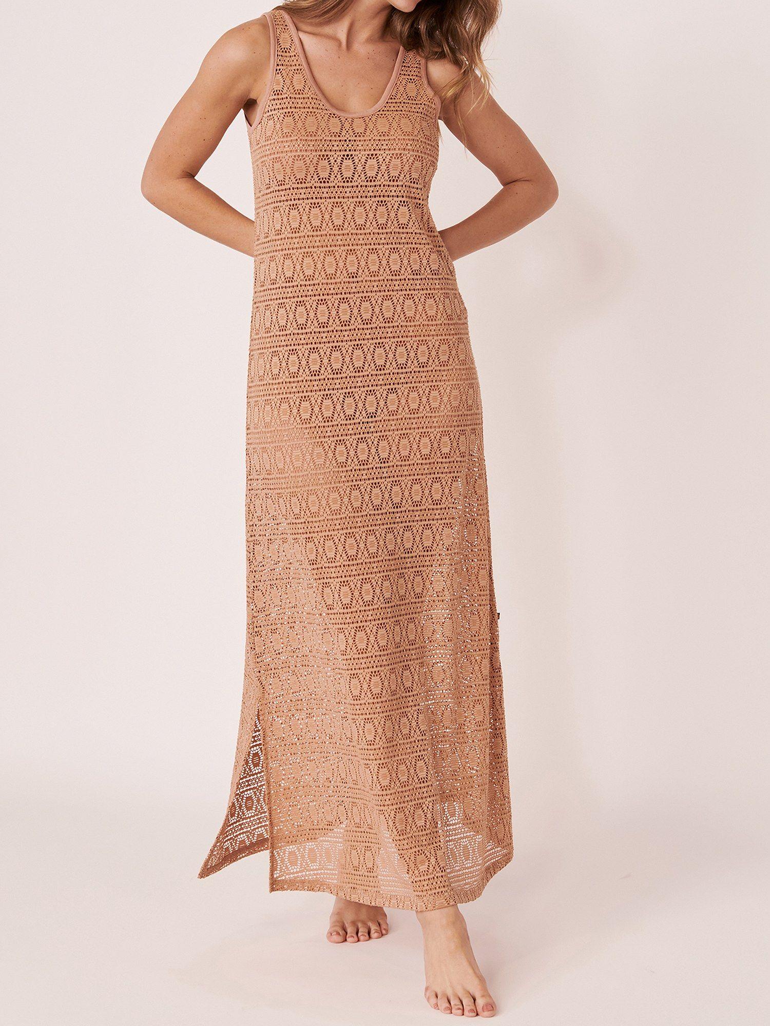 crochet maxi dress - brown