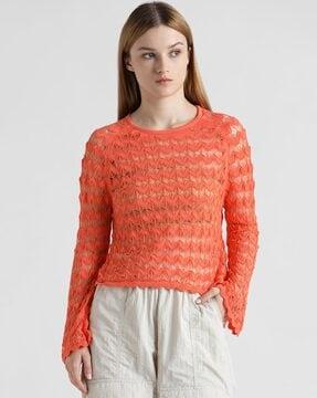 crochet round-neck pullover