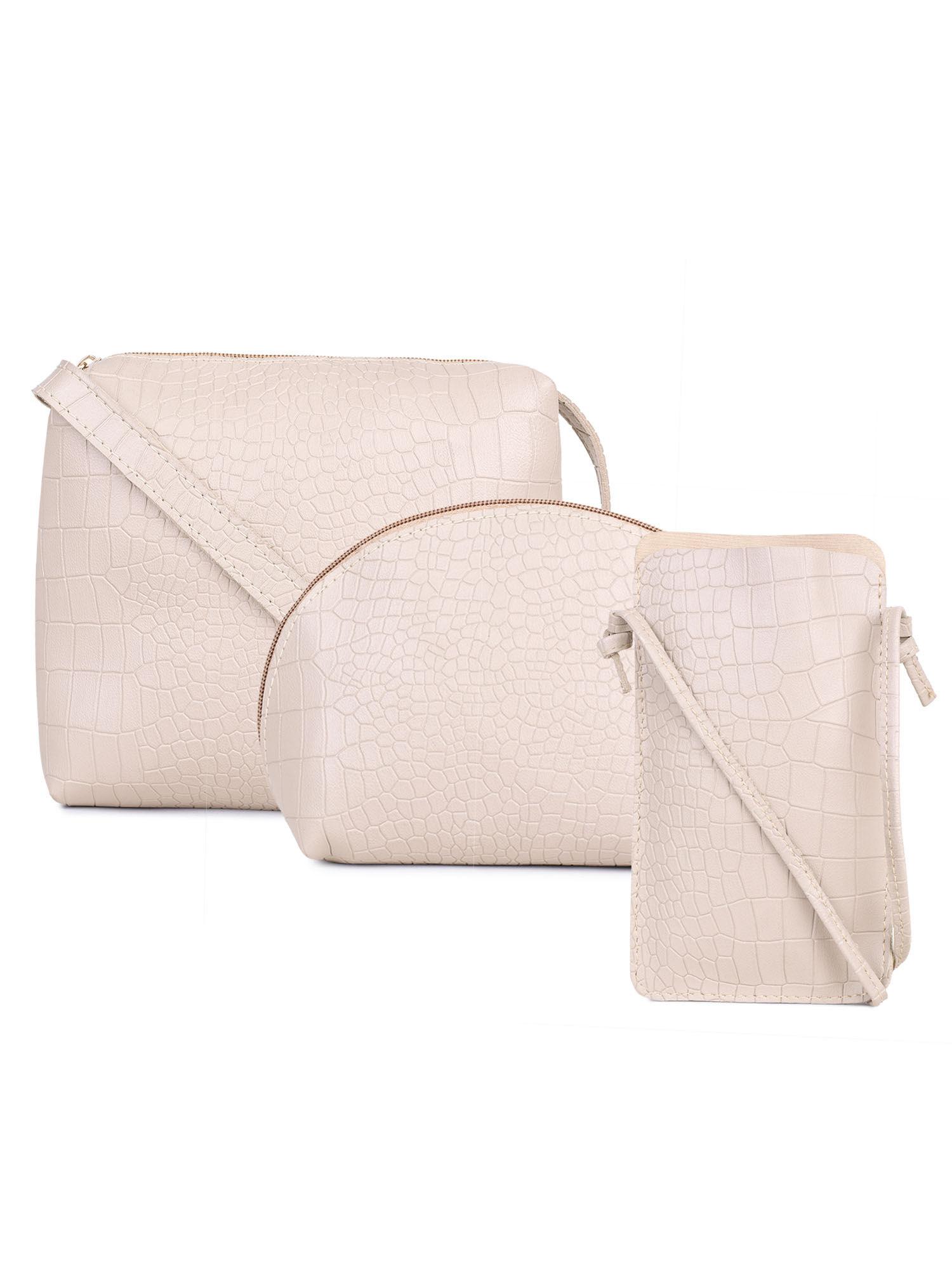 crock style pouch combo of 3 beige