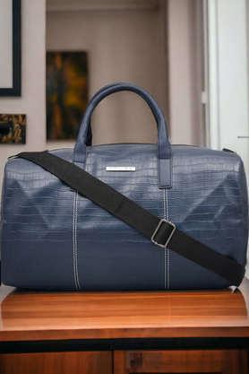 croco classy stylish outdoor pt leather unisex duffel bag - blue