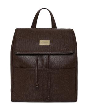 croco textured backpack for women