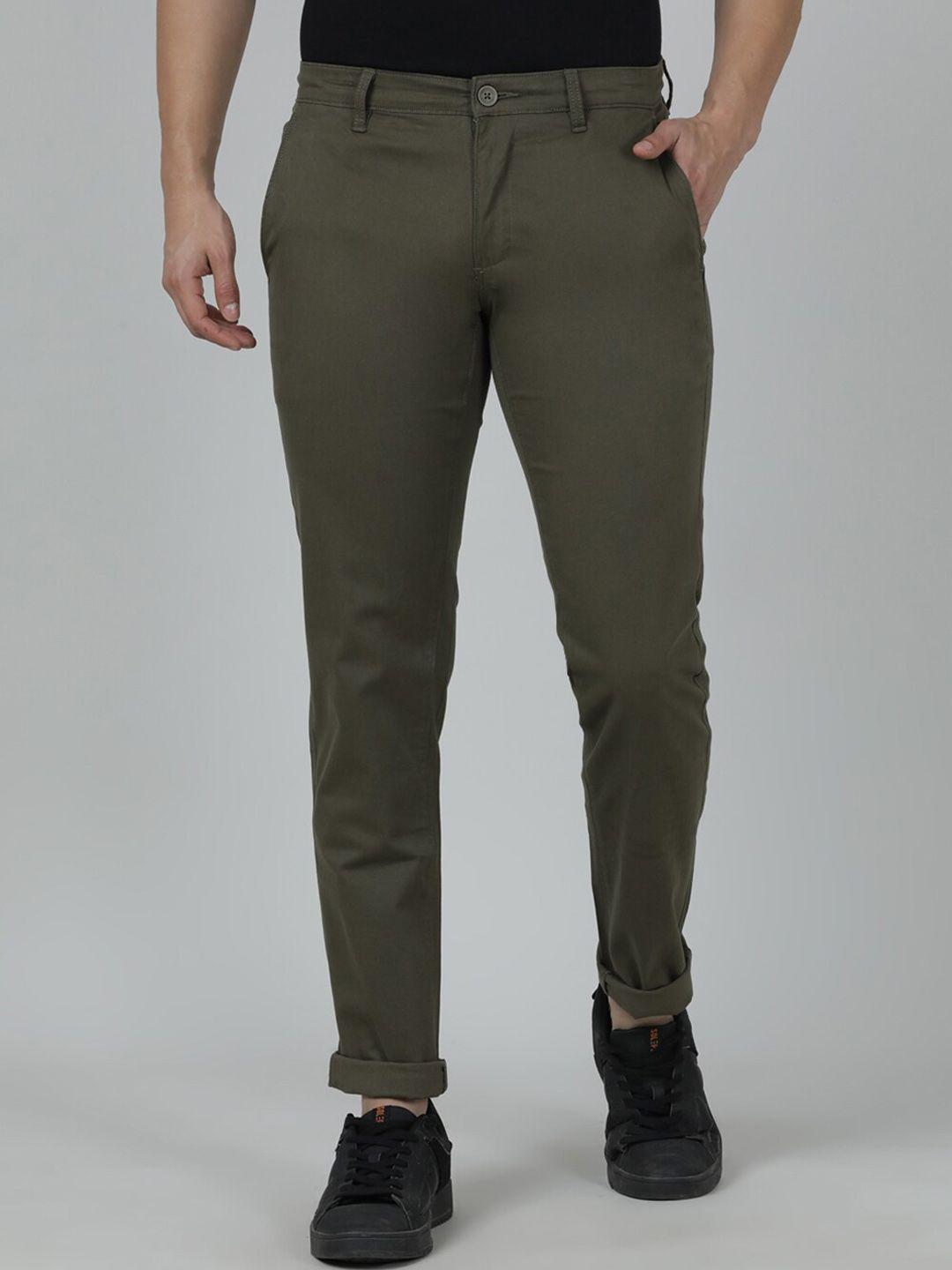 crocodile men tapered fit easy wash cotton trousers