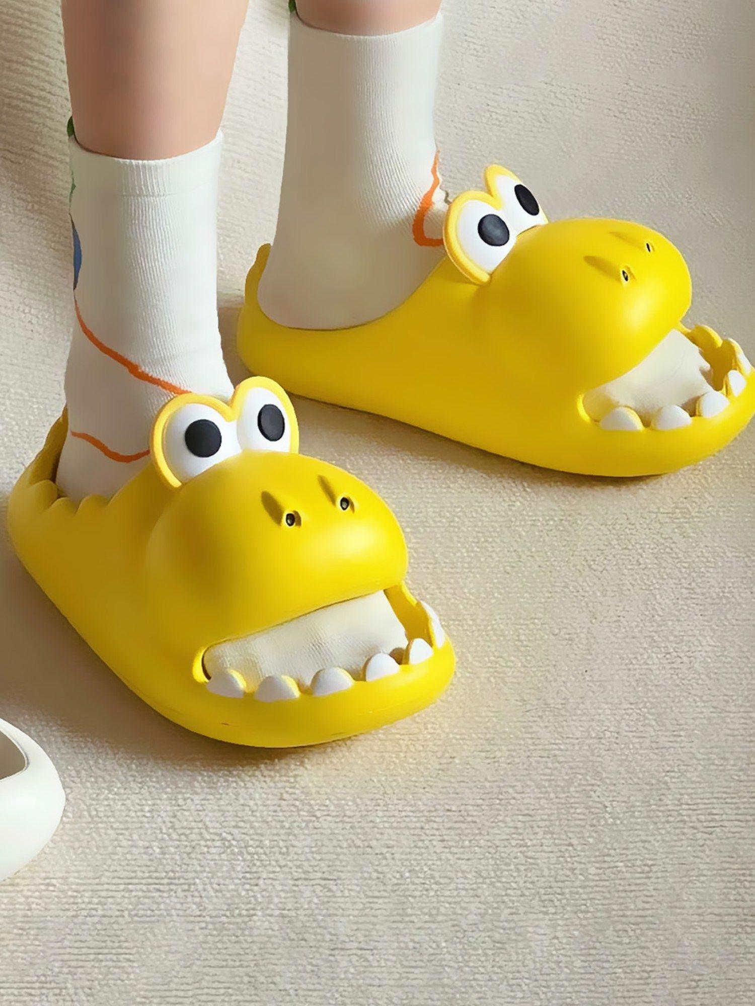 crocodile beach slippers 3d cartoon sliders yellow