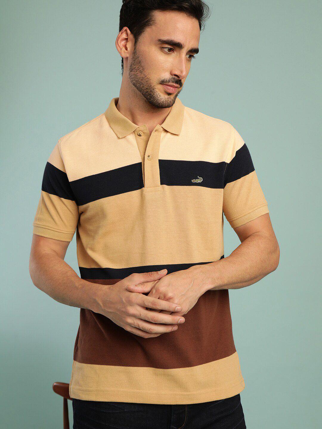 crocodile colourblocked polo collar short sleeves cotton slim fit t-shirt