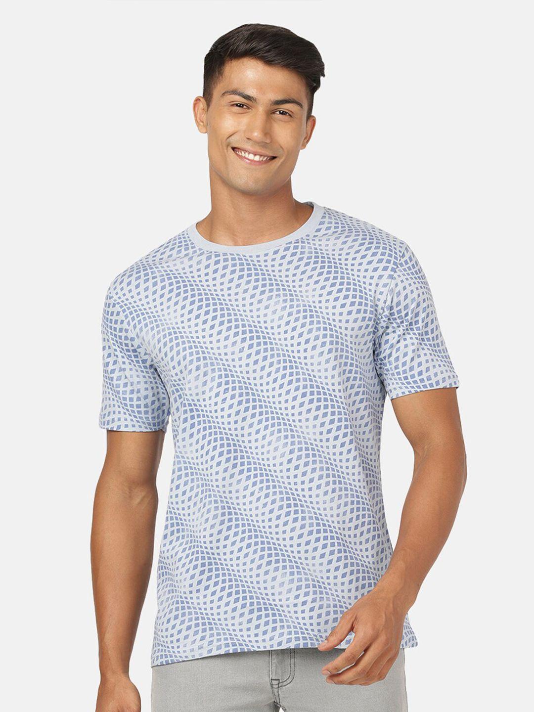 crocodile men blue printed slim fit t-shirt