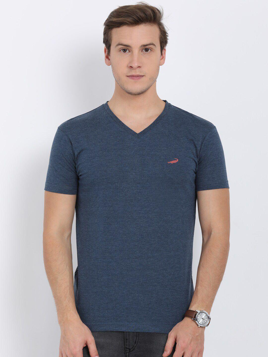 crocodile men blue v-neck cotton t-shirt