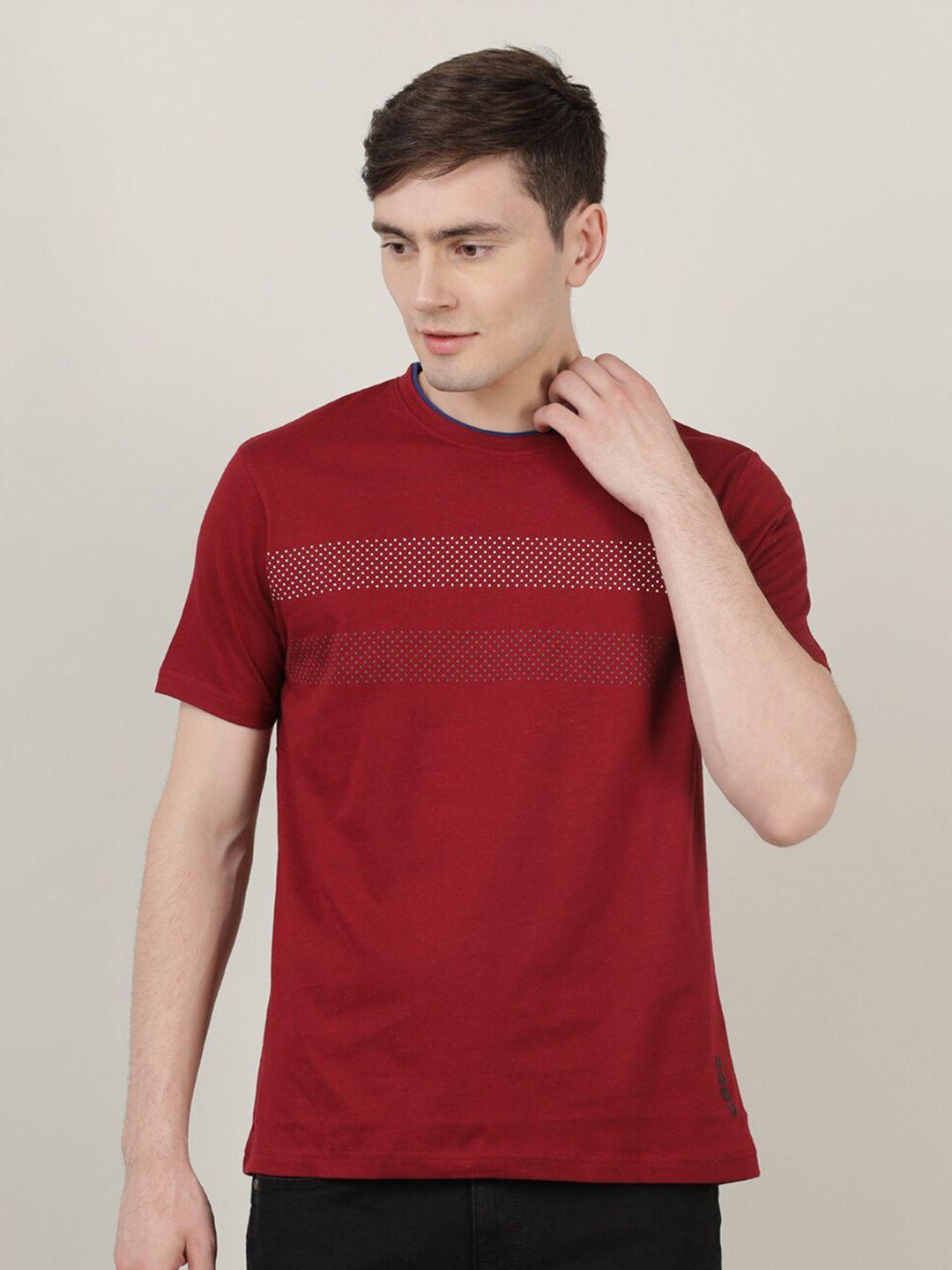 crocodile men maroon printed slim fit cotton t-shirt