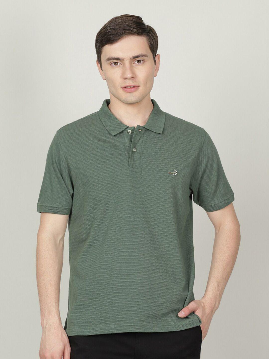 crocodile men polo collar cotton slim fit t-shirt